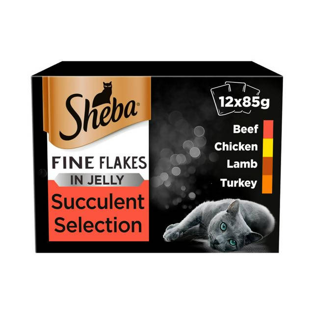 Sheba Fine Flakes in Jelly Wet Adult 1+ Cat Food Pouches Meat 12x85g - McGrocer