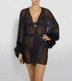 Marabou Trim Kimono Robe GOODS Harrods   