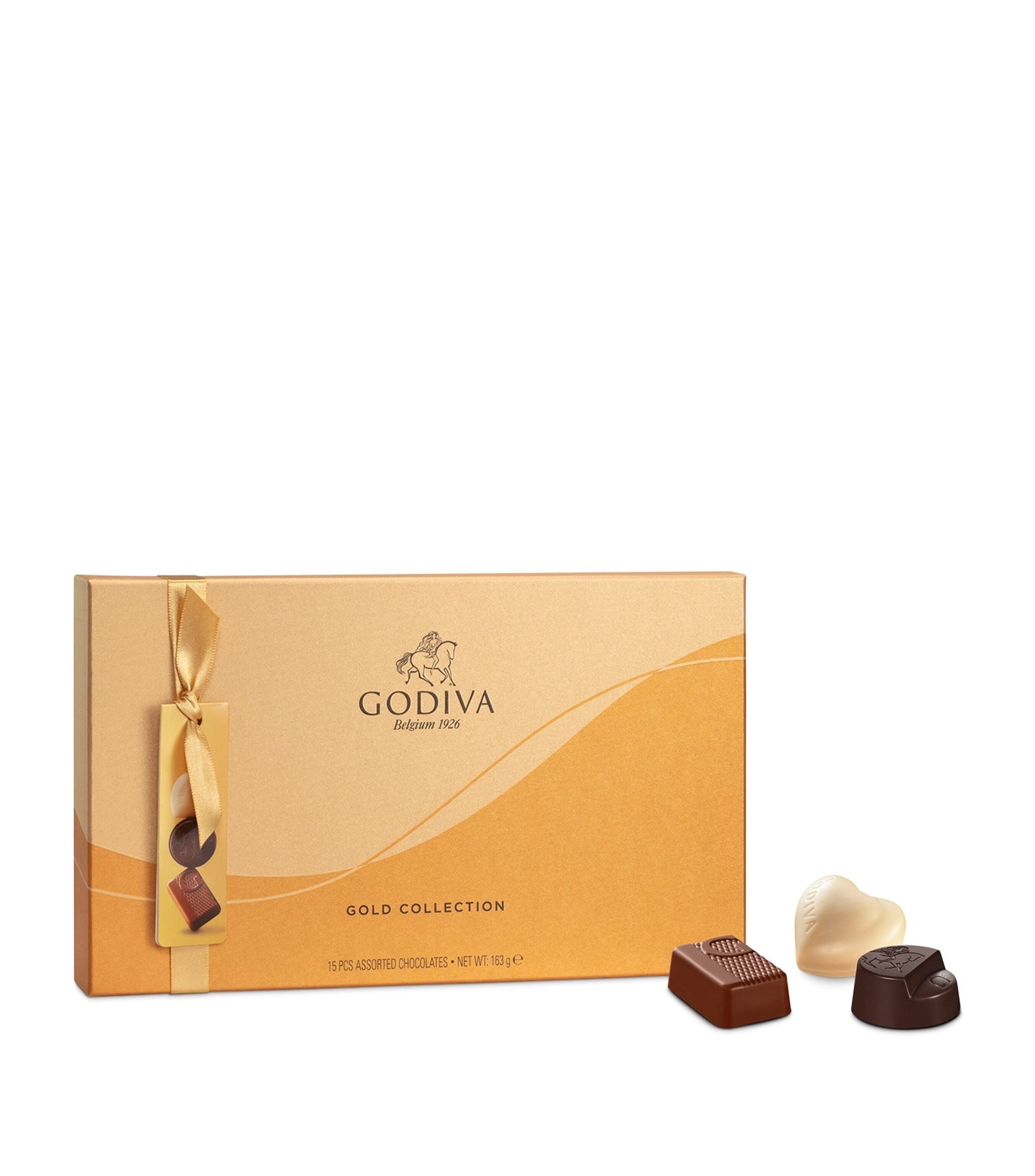 Milk, White and Dark Chocolate 15-Piece Gold Selection Box (163g) GOODS Harrods   