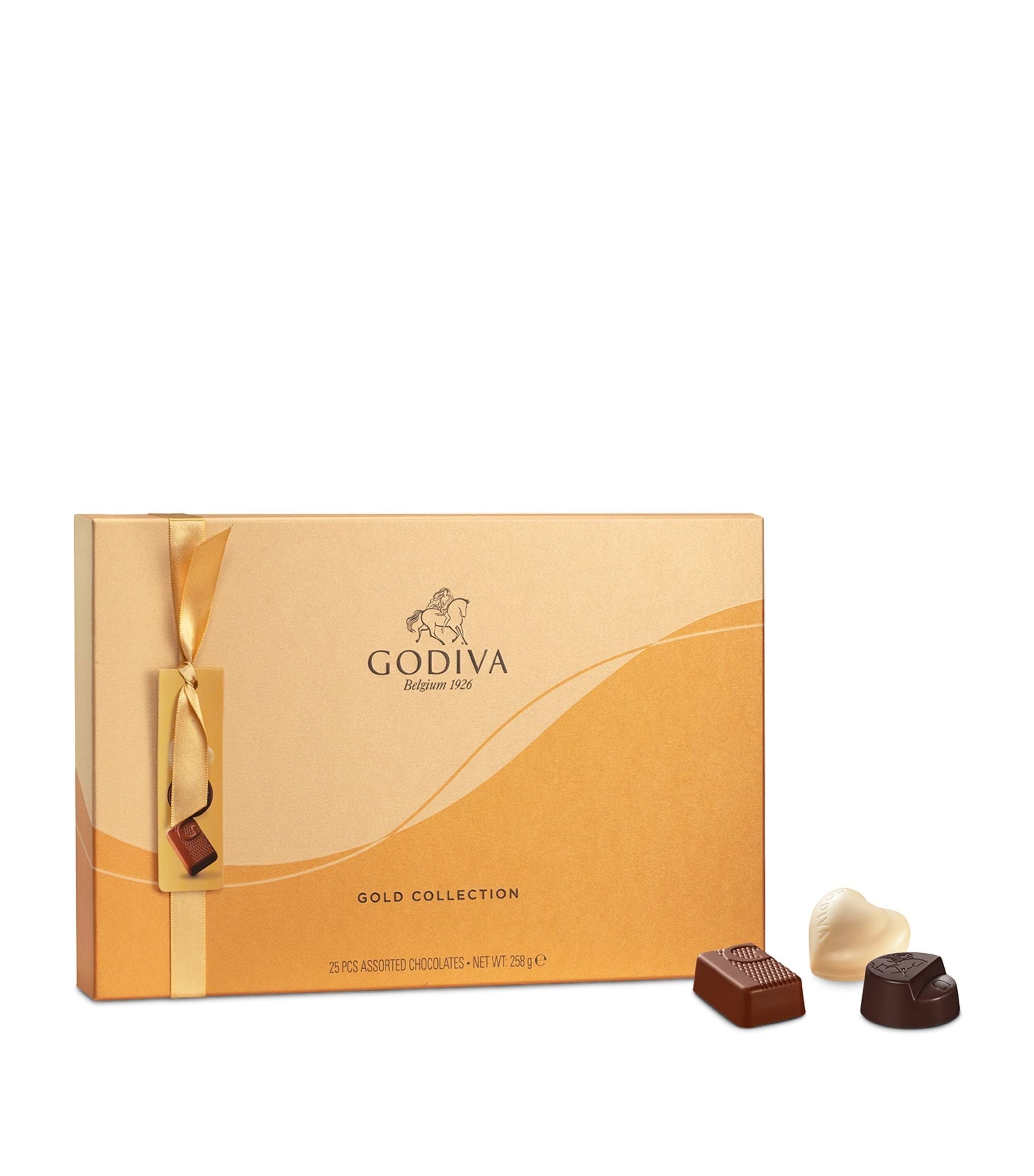 Milk, White and Dark Chocolate 25-Piece Gold Selection Box (258g) GOODS Harrods   