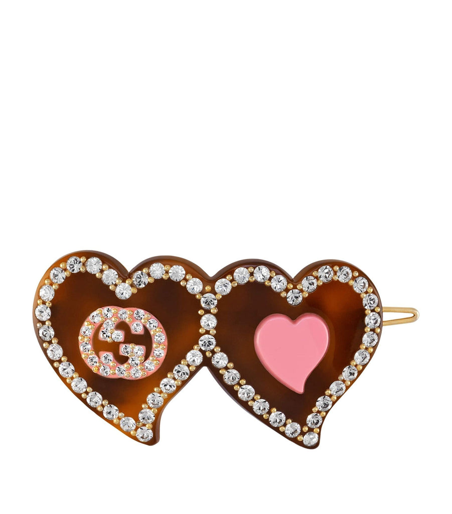 Interlocking G Hearts Hair Clip