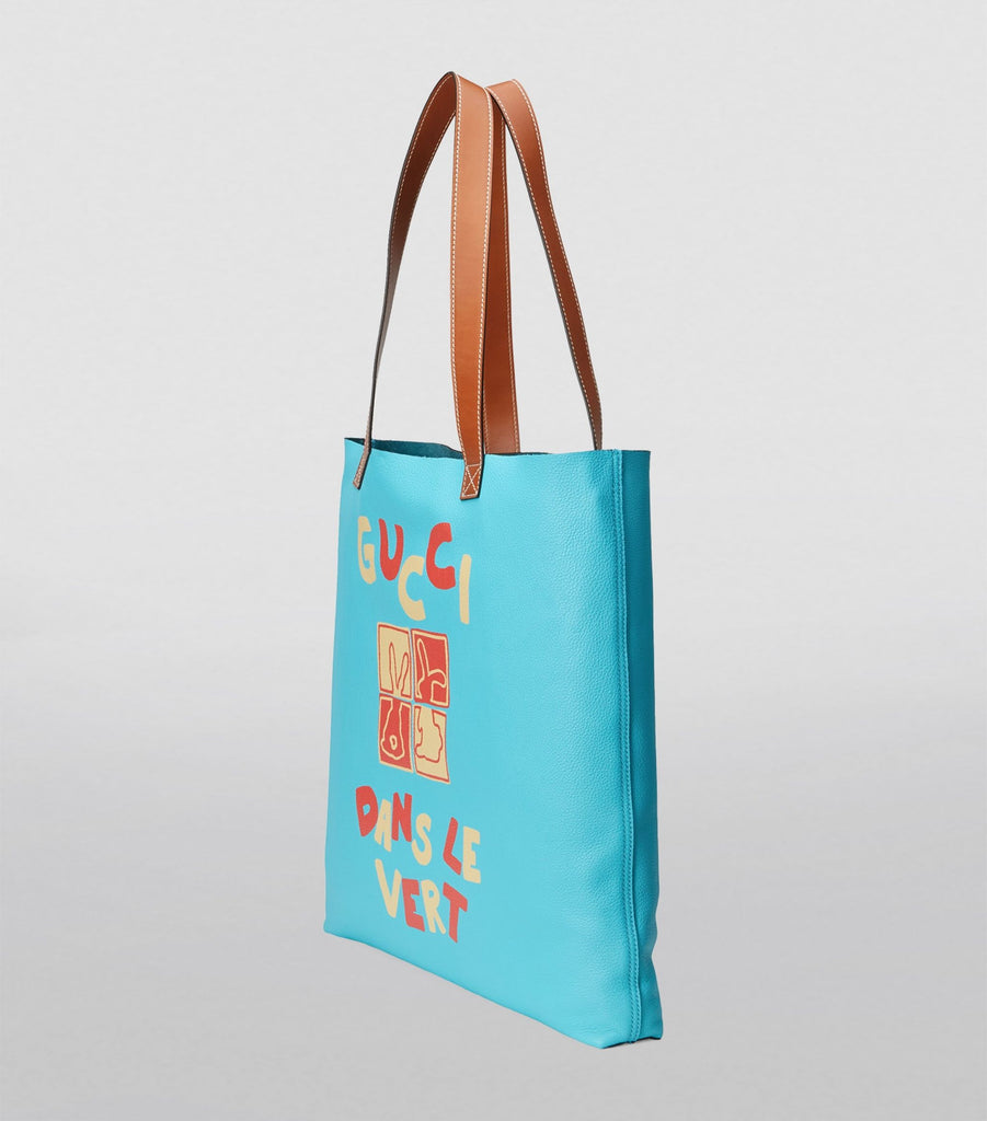 Leather Bunny Print Tote Bag