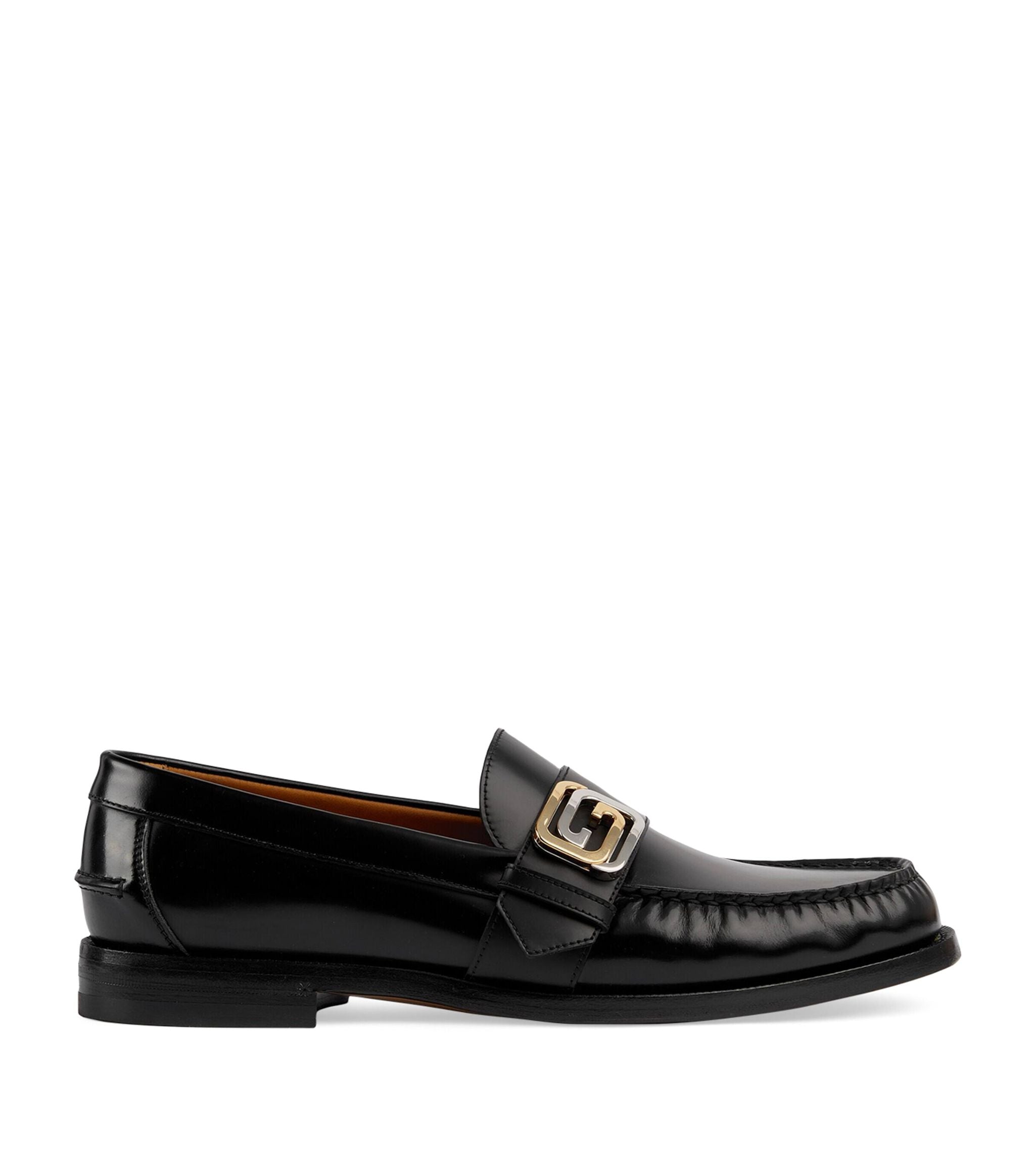 Leather Interlocking G Loafers GOODS Harrods   