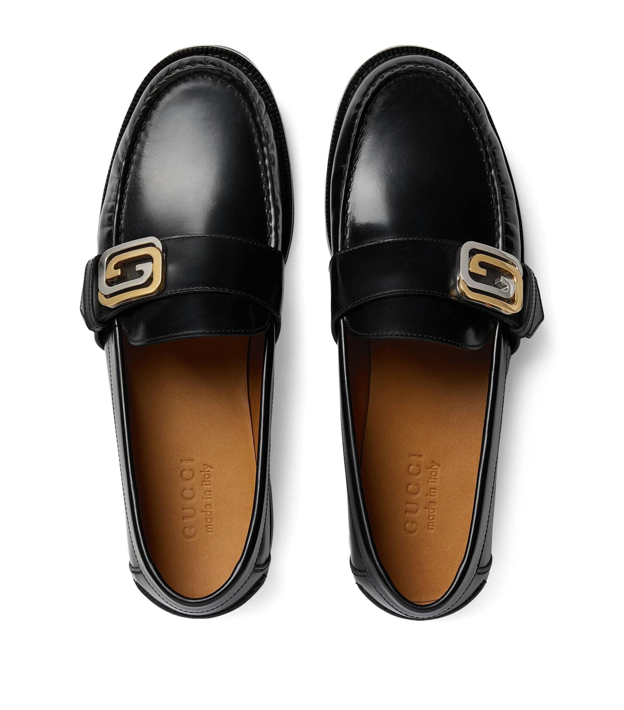 Leather Interlocking G Loafers GOODS Harrods   