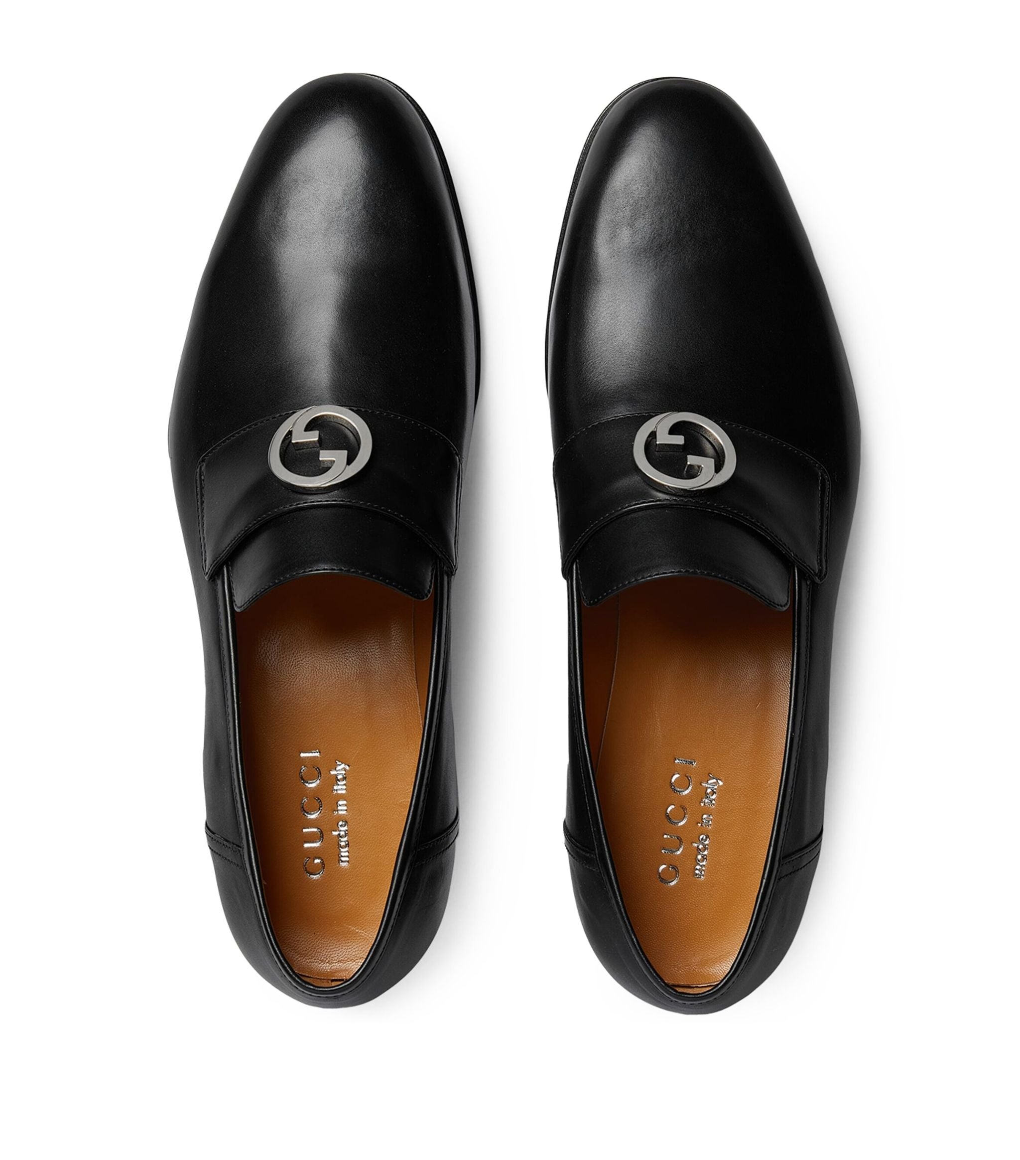 Leather Interlocking G Loafers GOODS Harrods   