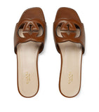 Leather Interlocking G Sandals GOODS Harrods   