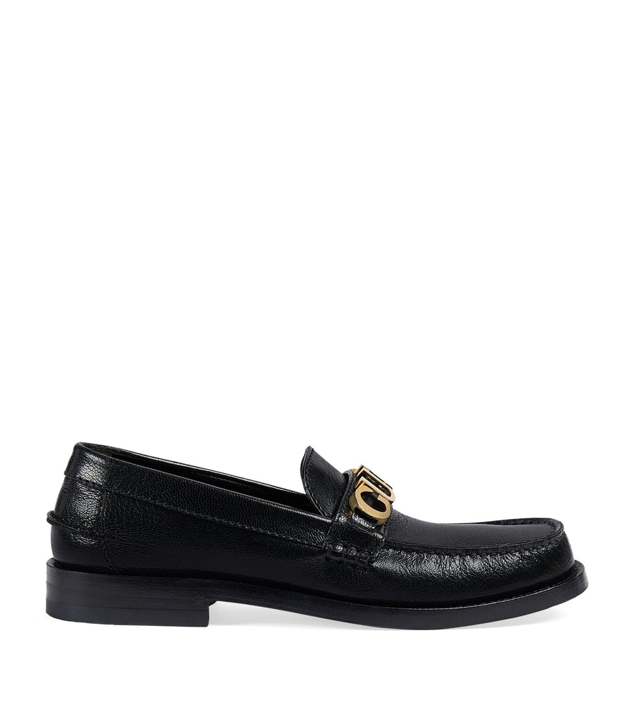 Leather Logo Loafers