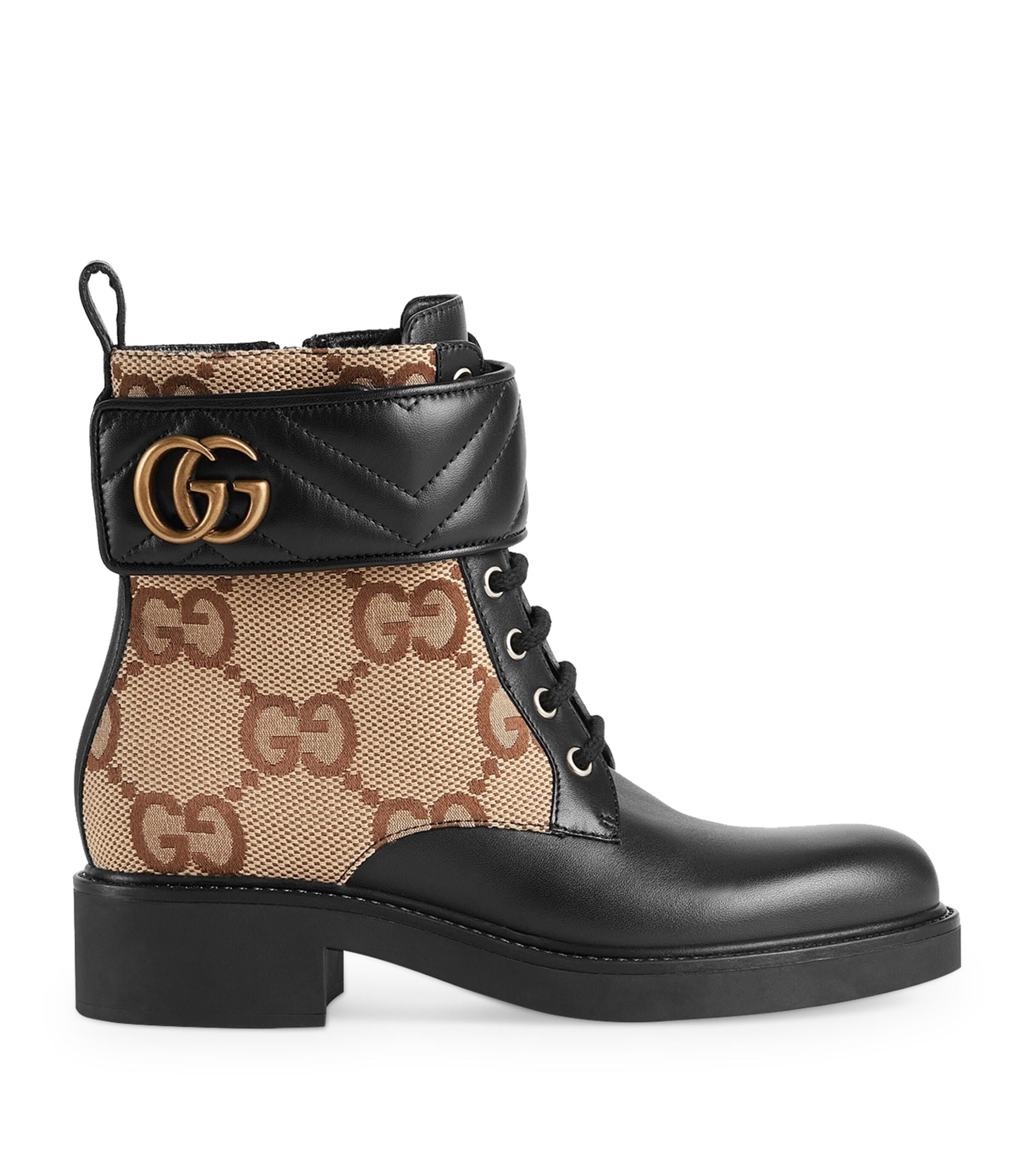 Leather Monogram Lace-Up Boots GOODS Harrods   