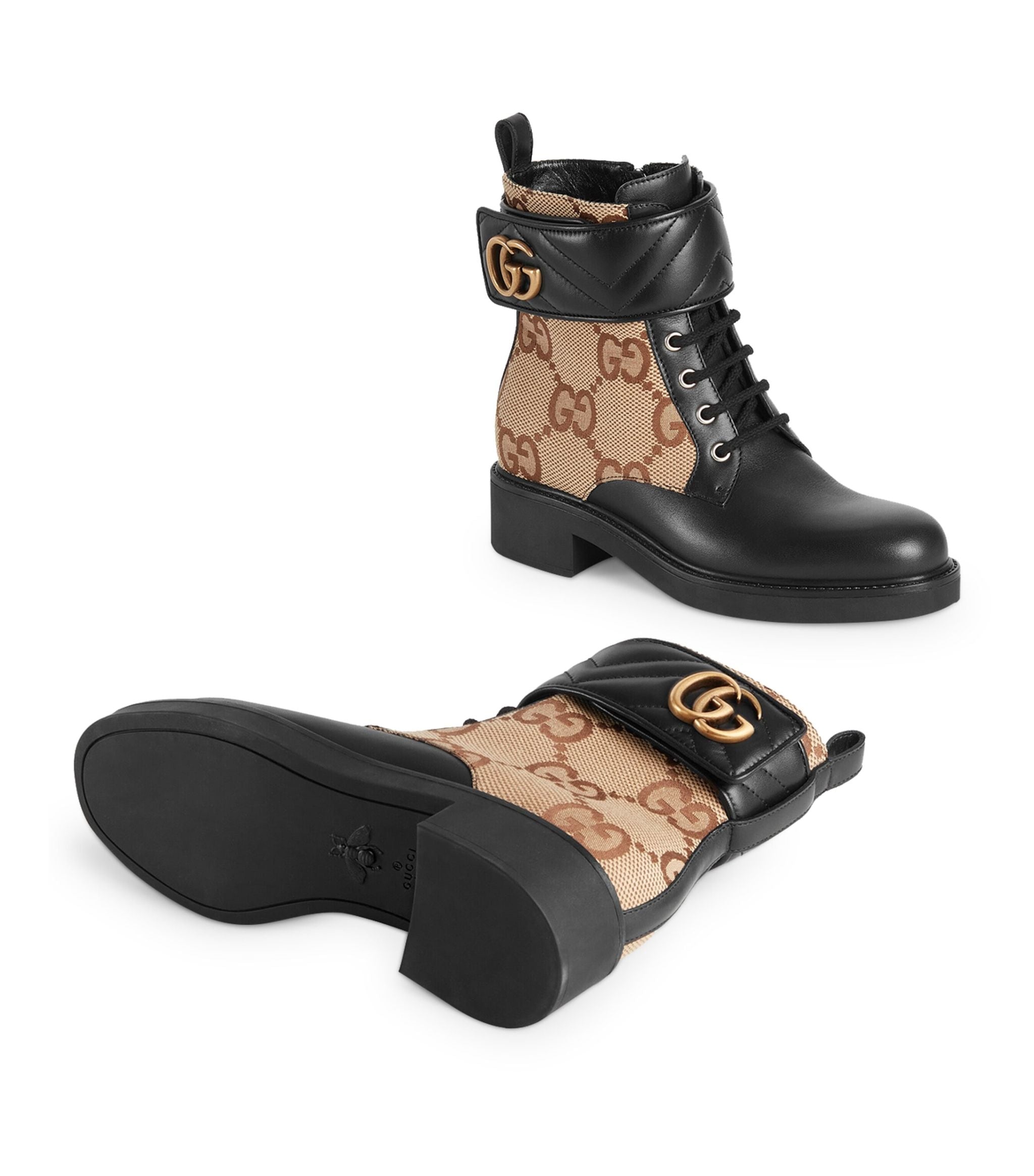 Leather Monogram Lace-Up Boots GOODS Harrods   