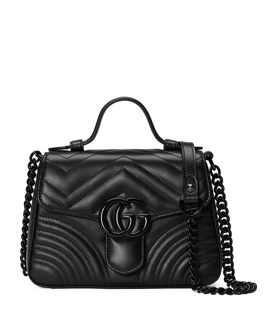 Mini Leather GG Marmont Top-Handle Bag