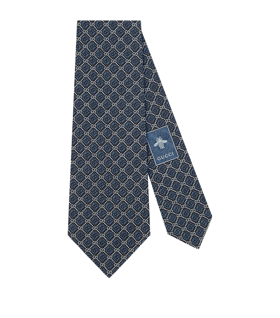 Silk GG and Rhombus Motif Tie