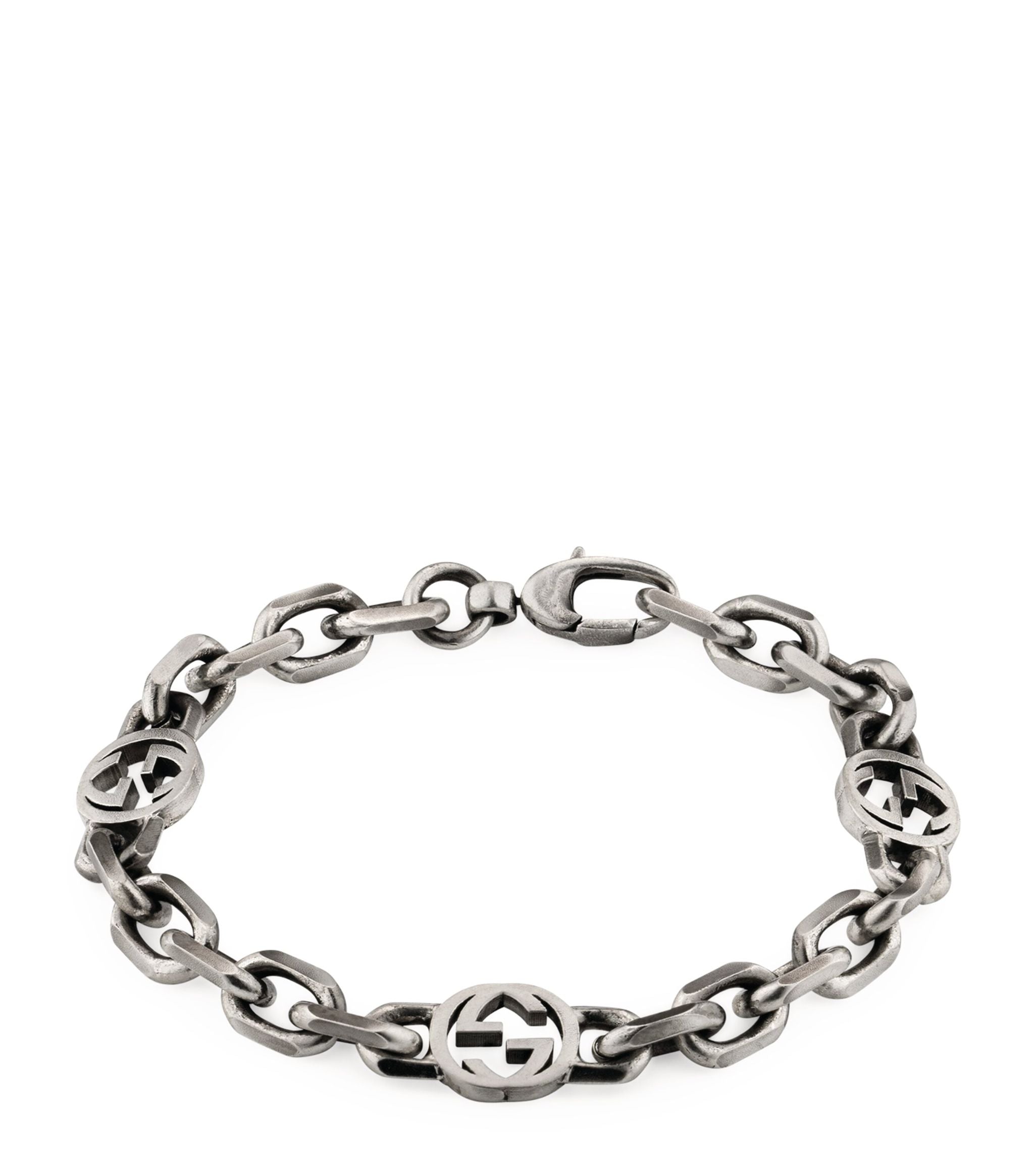 Silver Interlocking G Bracelet GOODS Harrods   