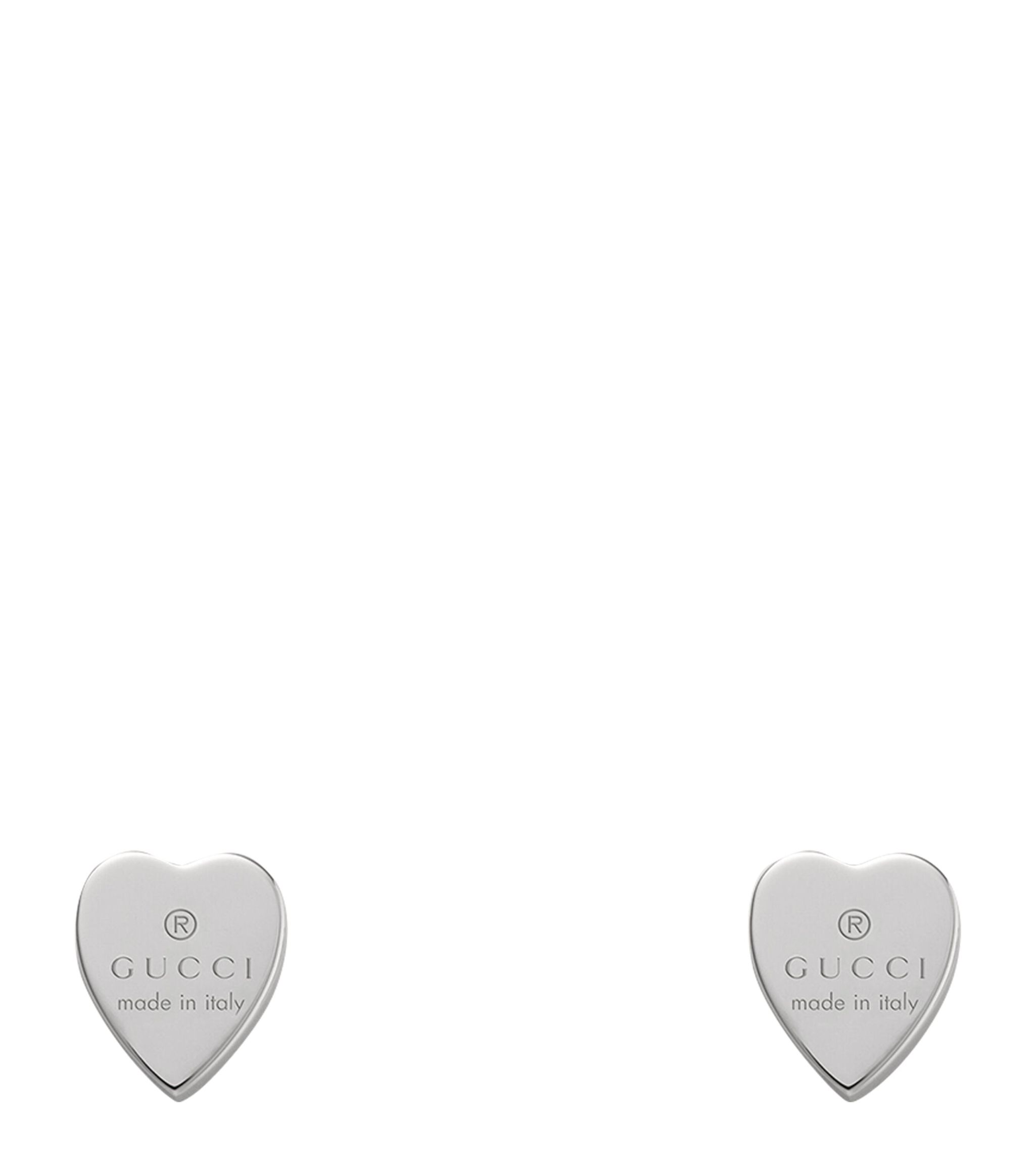 Silver Trademark Heart Earrings GOODS Harrods   