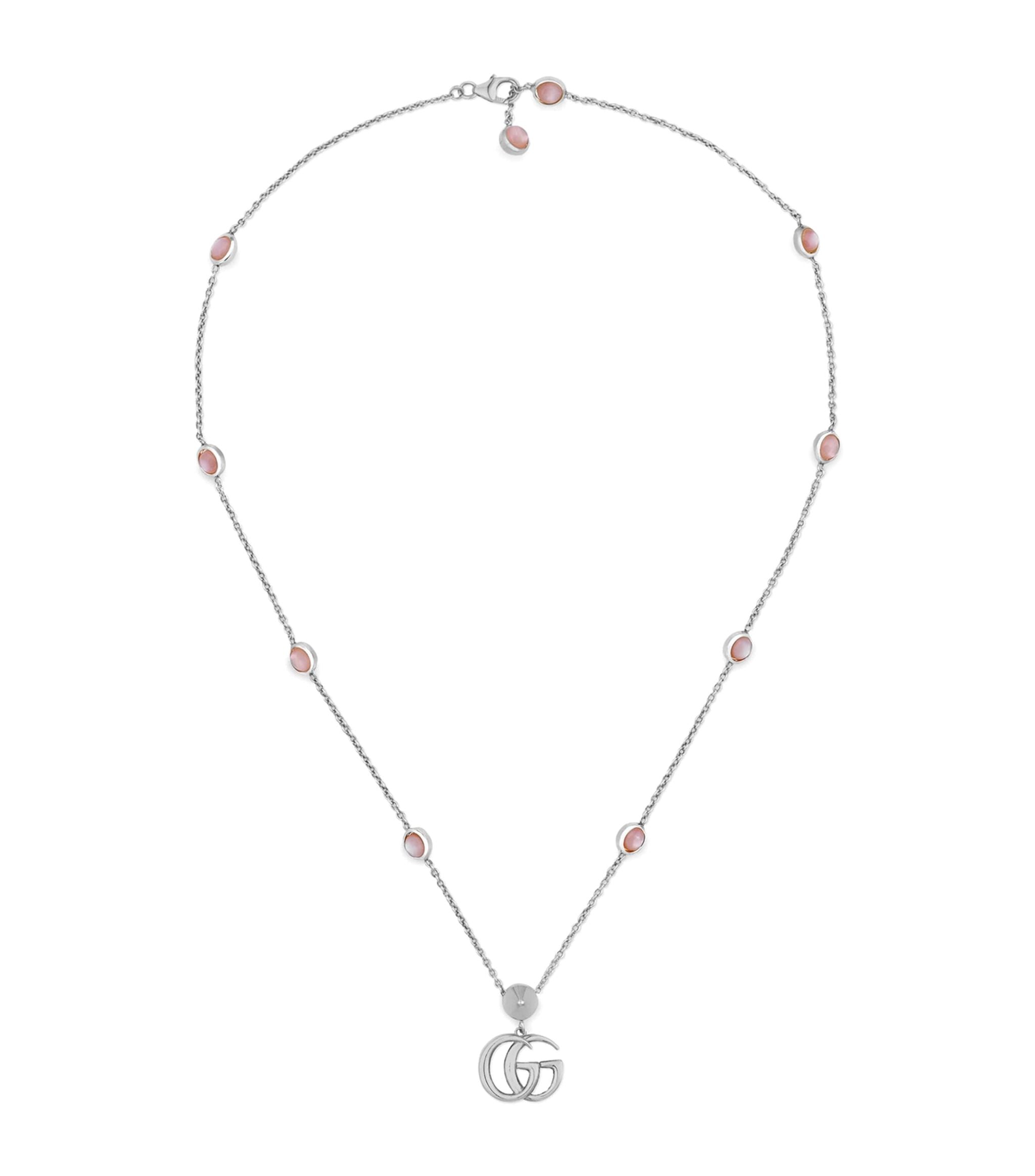 Sterling Silver and Mother-of-Pearl Double G Necklace GOODS Harrods   