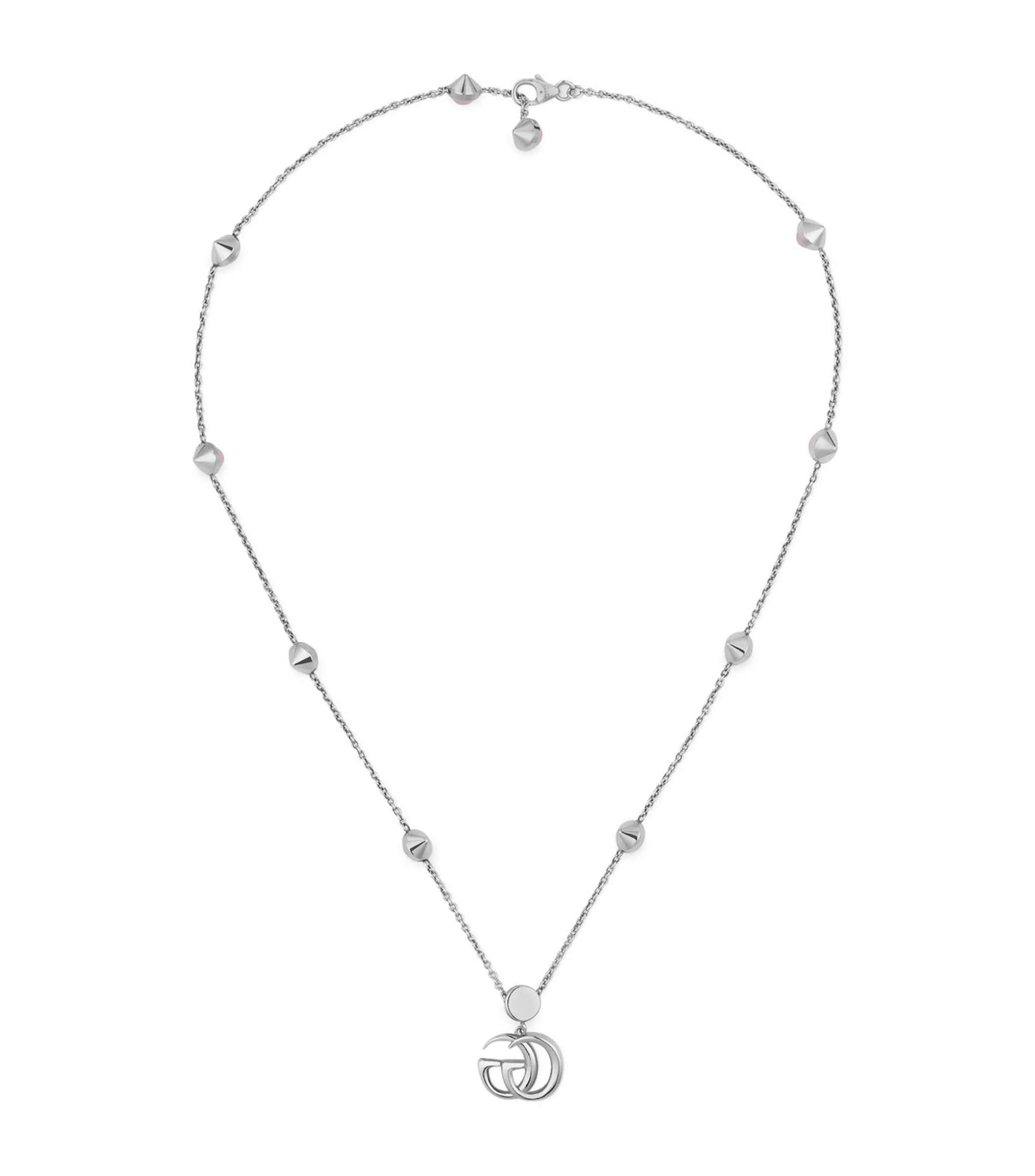 Sterling Silver and Mother-of-Pearl Double G Necklace GOODS Harrods   