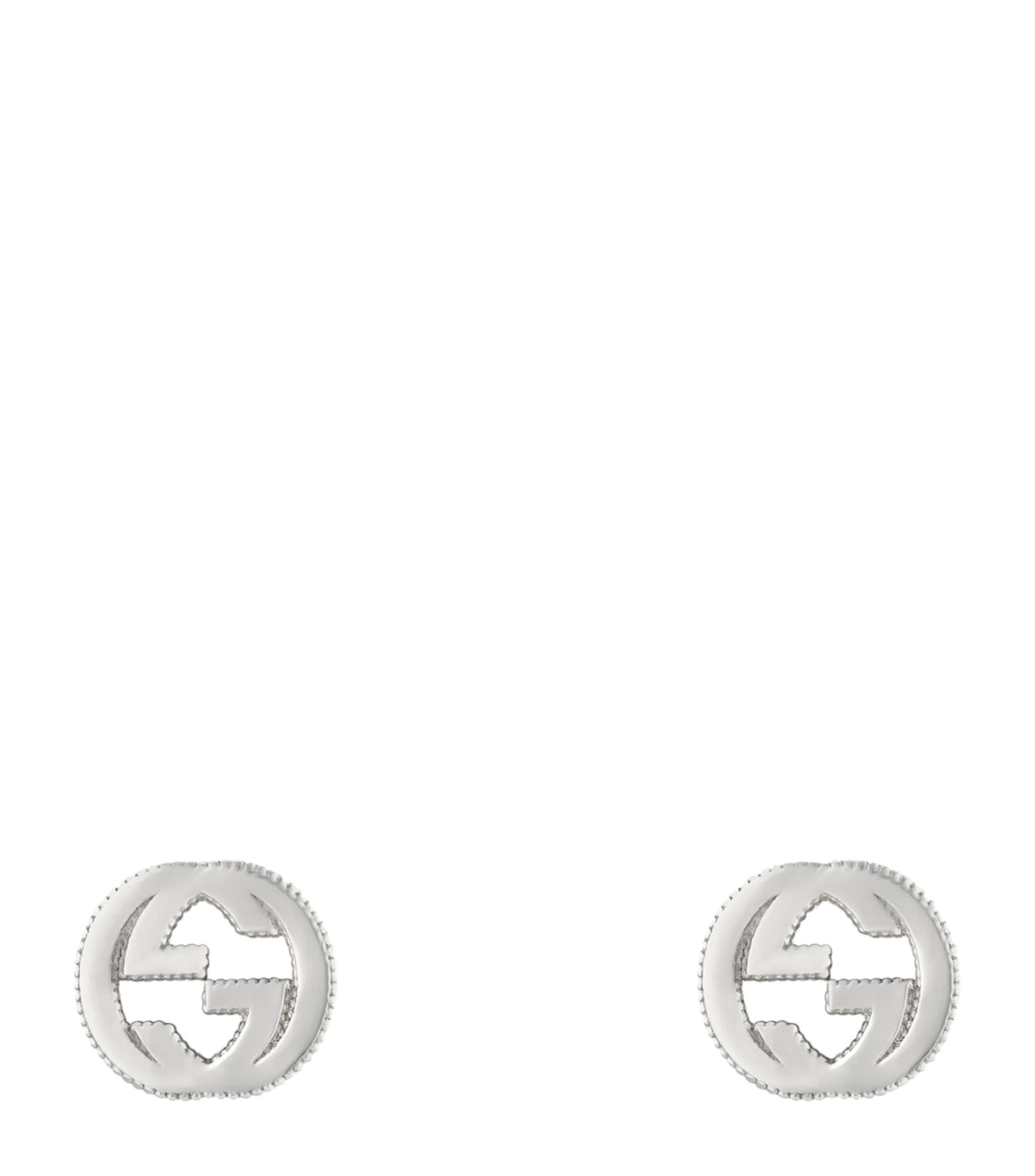 Sterling Silver Interlocking G Earrings GOODS Harrods   