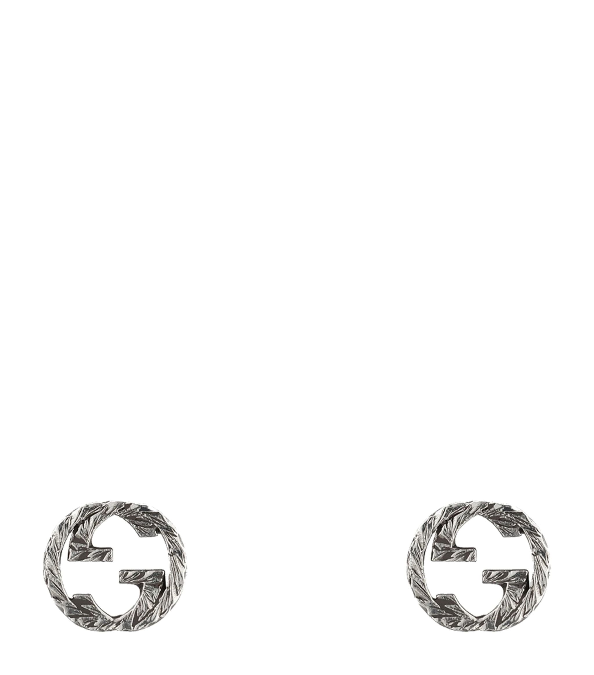 Sterling Silver Interlocking G Stud Earrings GOODS Harrods   