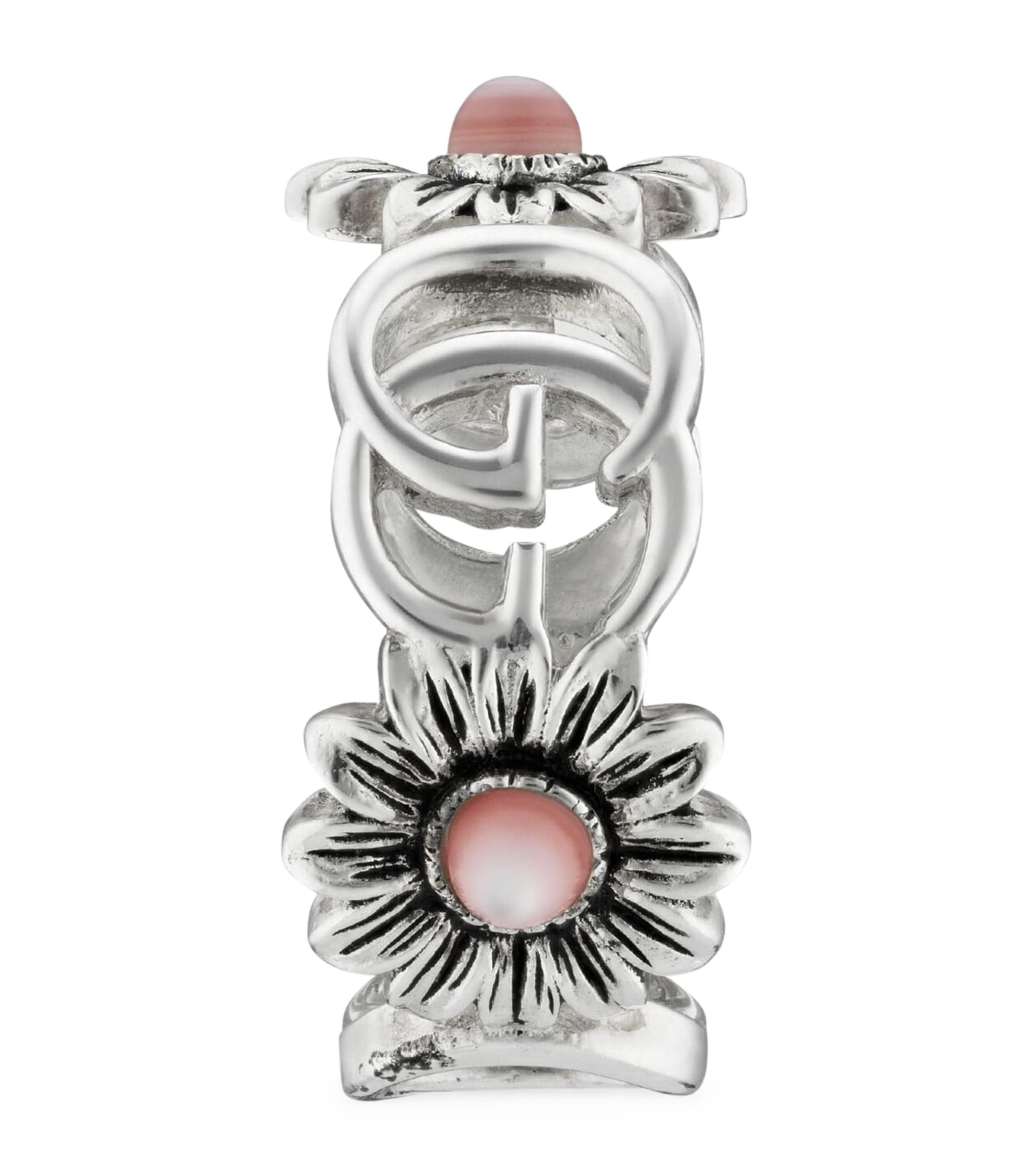 Sterling Silver, Mother-of-Pearl and Topaz Double G Flower Ring GOODS Harrods   