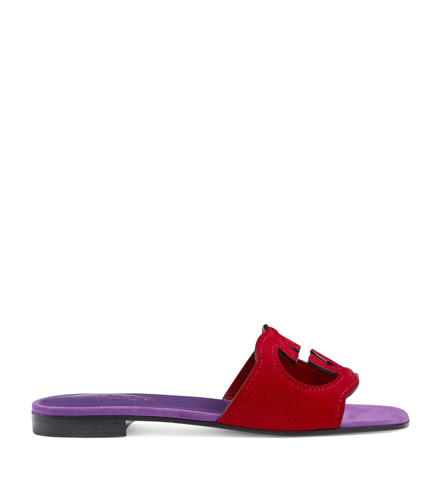 Suede Cut-Out Interlocking G Sandals