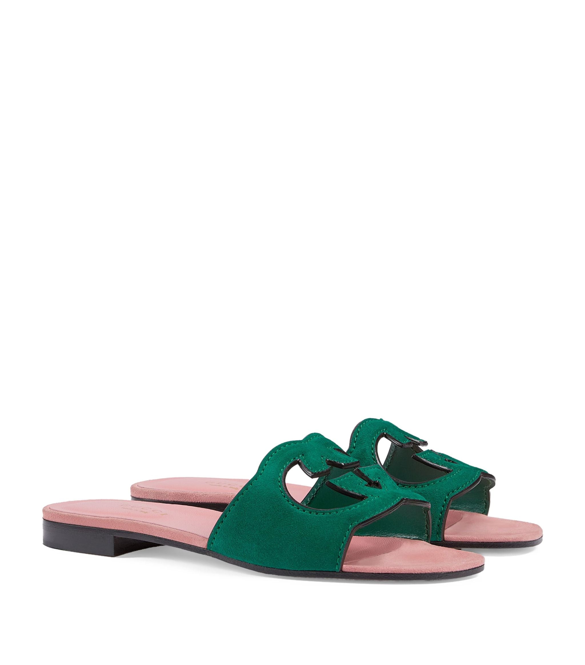 Suede Cut-Out Interlocking G Sandals GOODS Harrods   