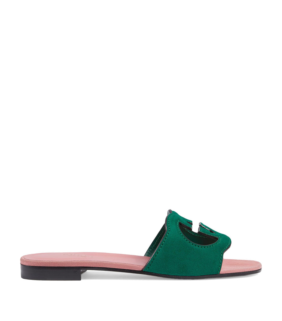 Suede Cut-Out Interlocking G Sandals