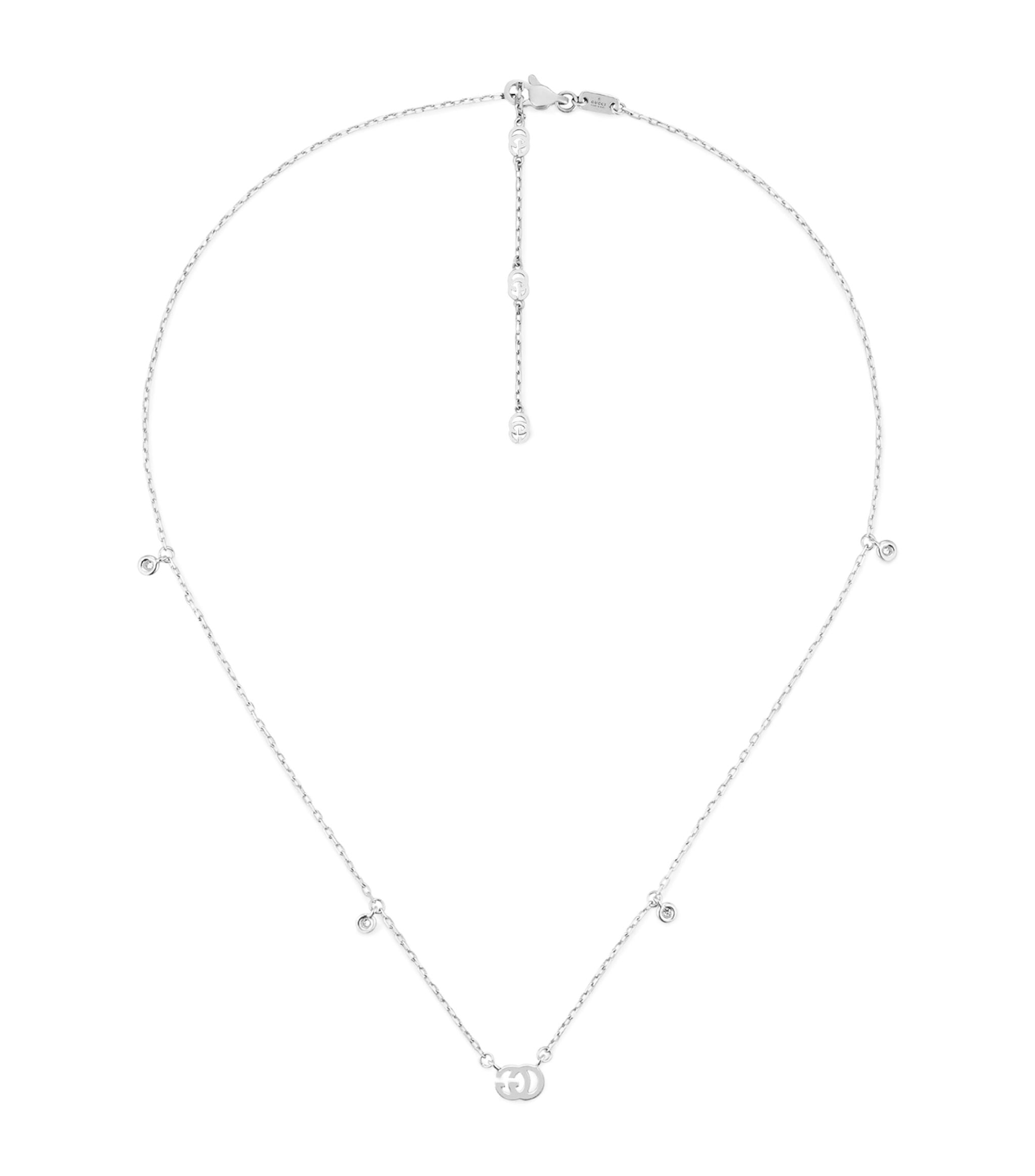 White Gold and Diamond GG Running Necklace GOODS Harrods   