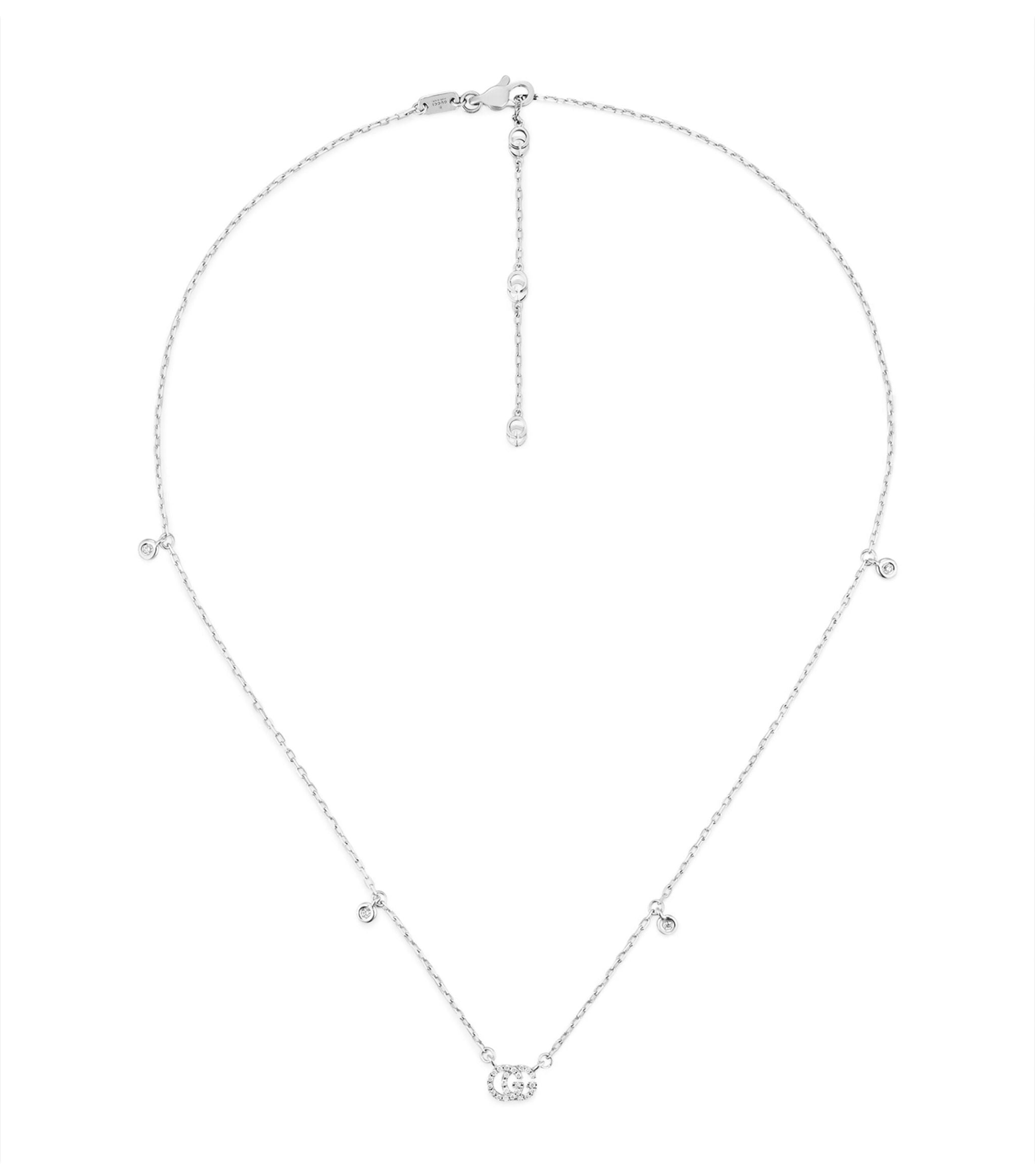 White Gold and Diamond GG Running Necklace GOODS Harrods   