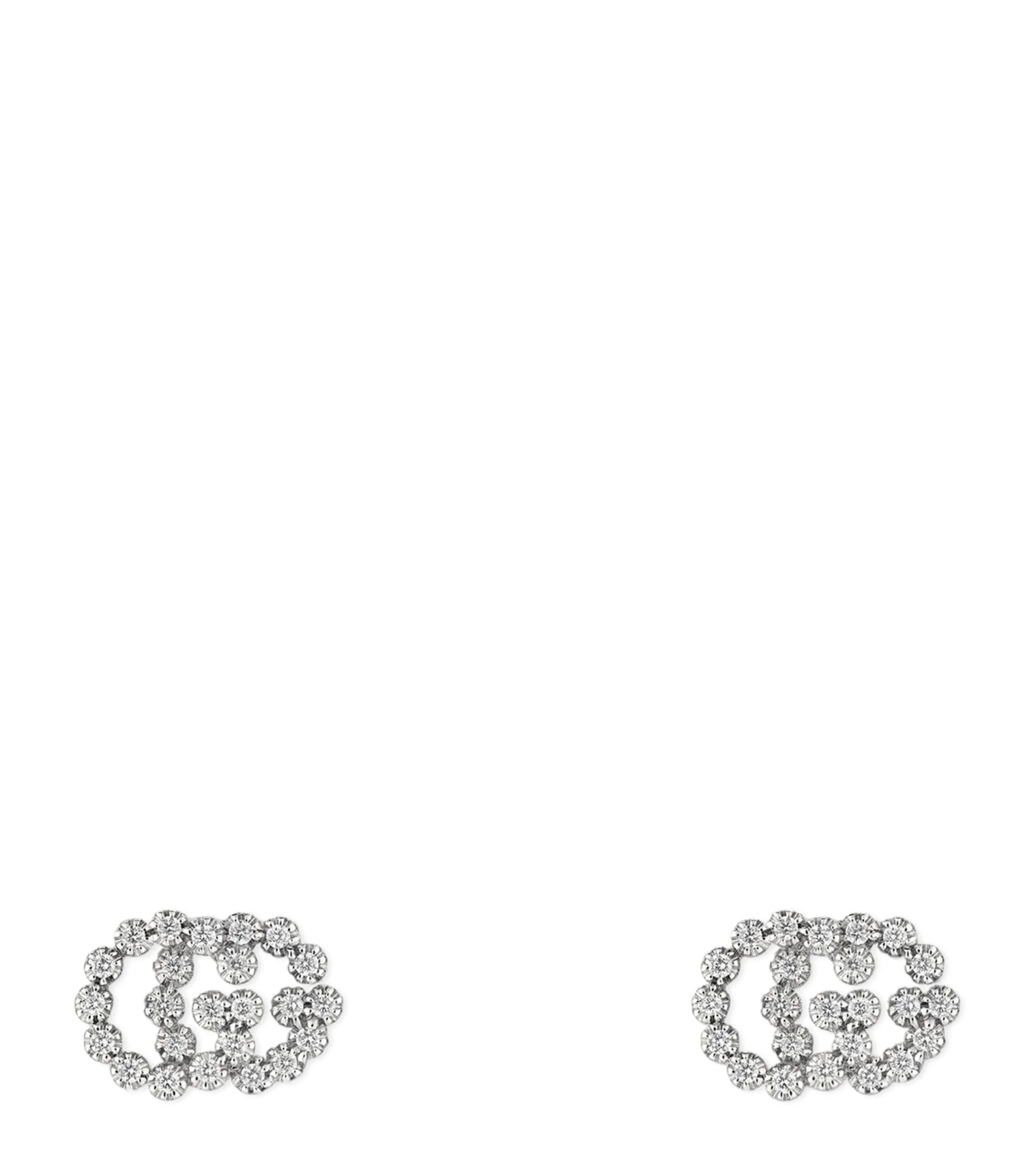 White Gold and Diamond GG Running Stud Earrings GOODS Harrods   