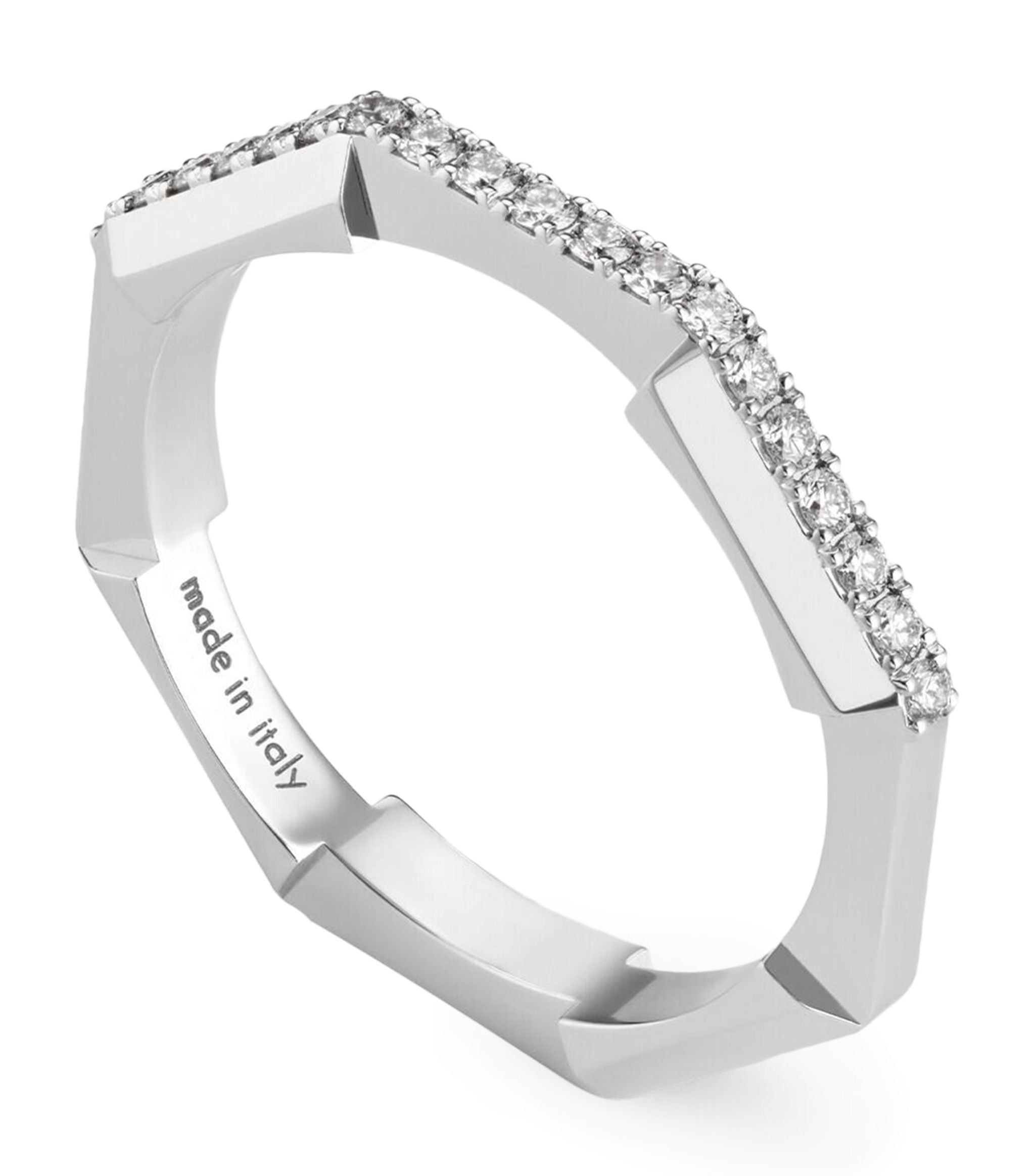 White Gold and Pavé Diamond Link to Love Ring GOODS Harrods   