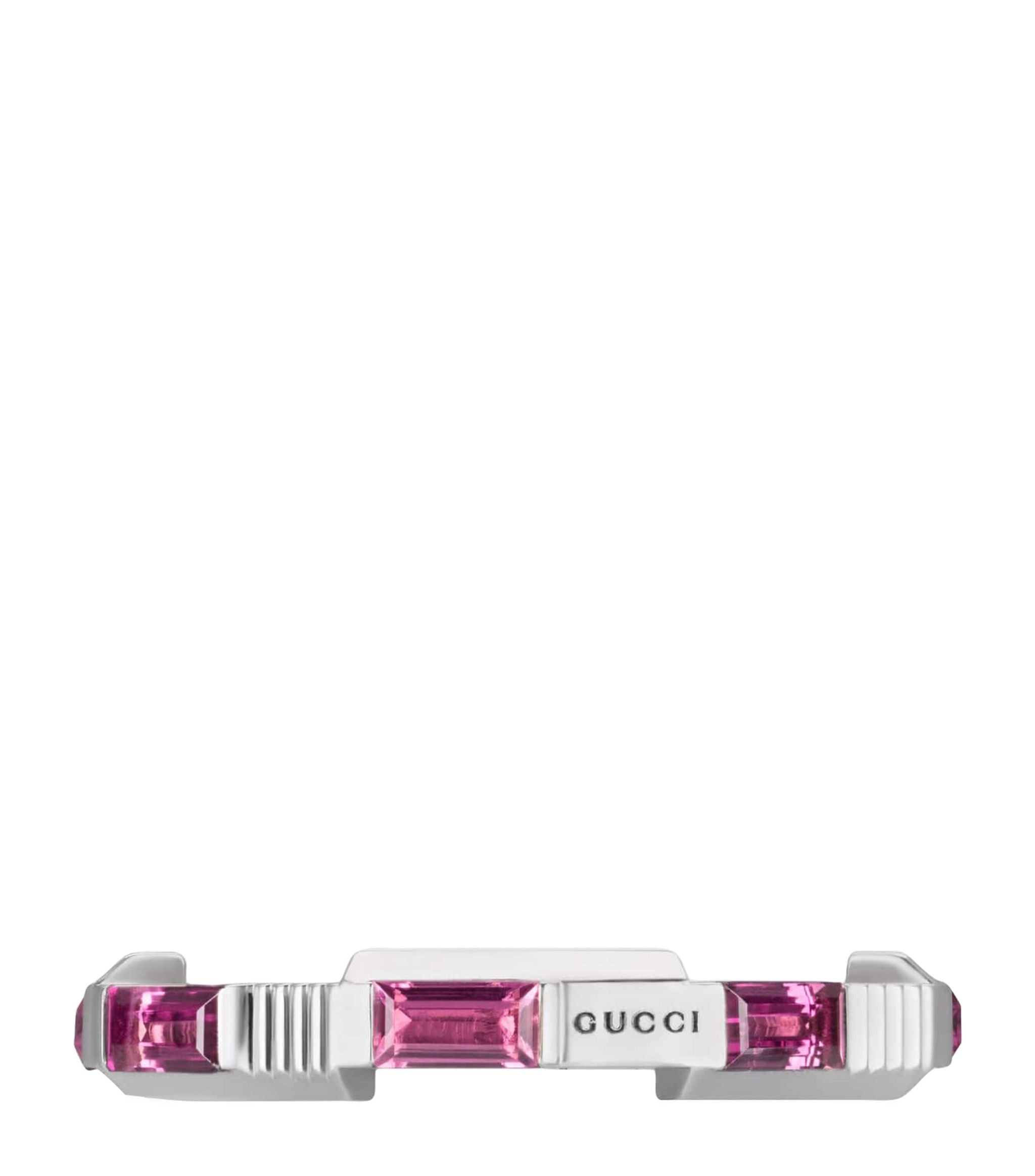 White Gold and Rubellite Link to Love Ring GOODS Harrods   