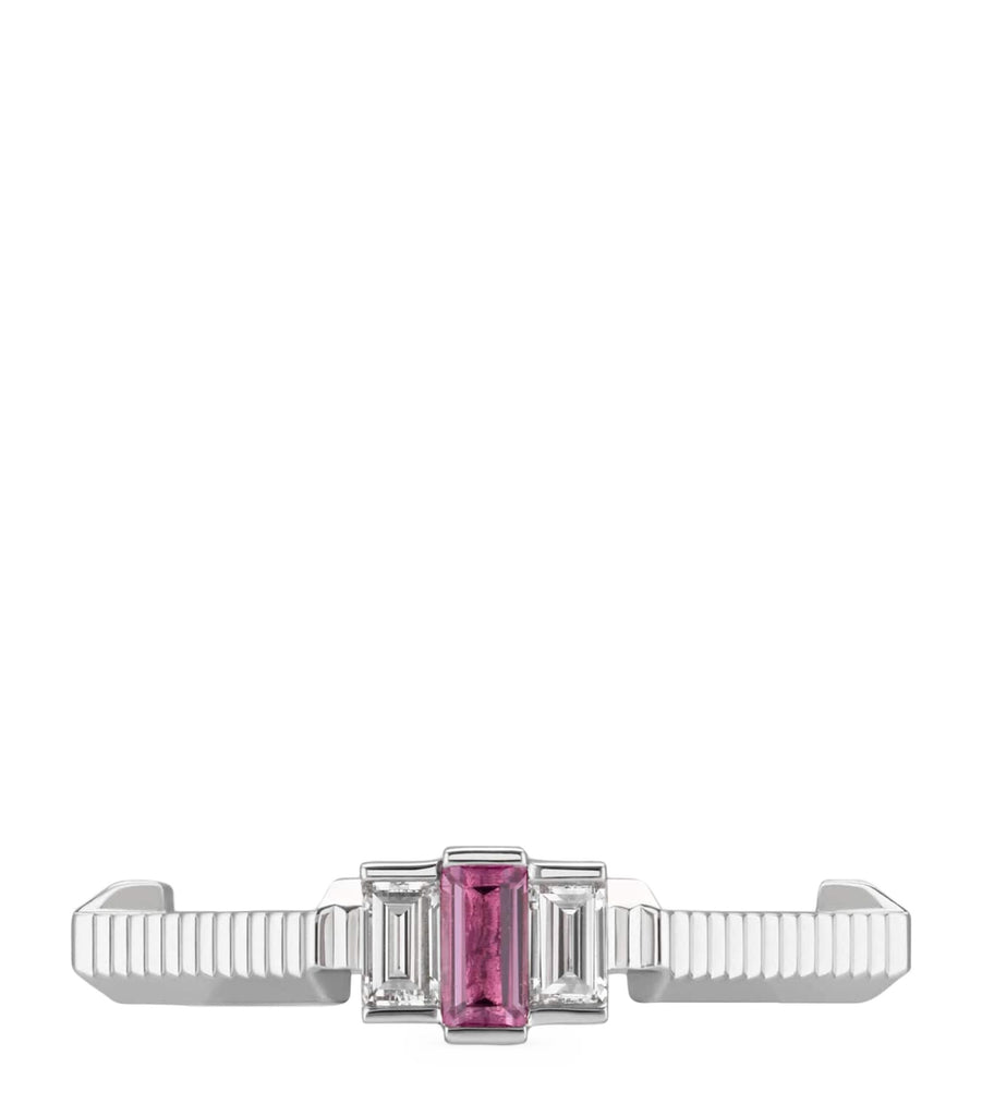 White Gold, Diamond and Rubellite Link to Love Ring