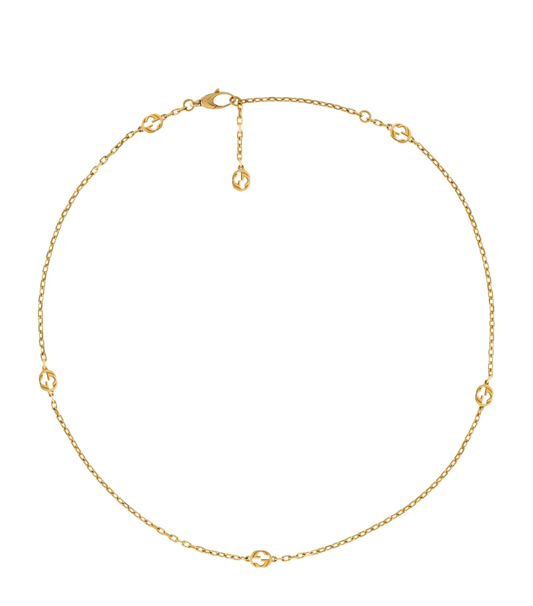 Yellow Gold Interlocking G Necklace GOODS Harrods   