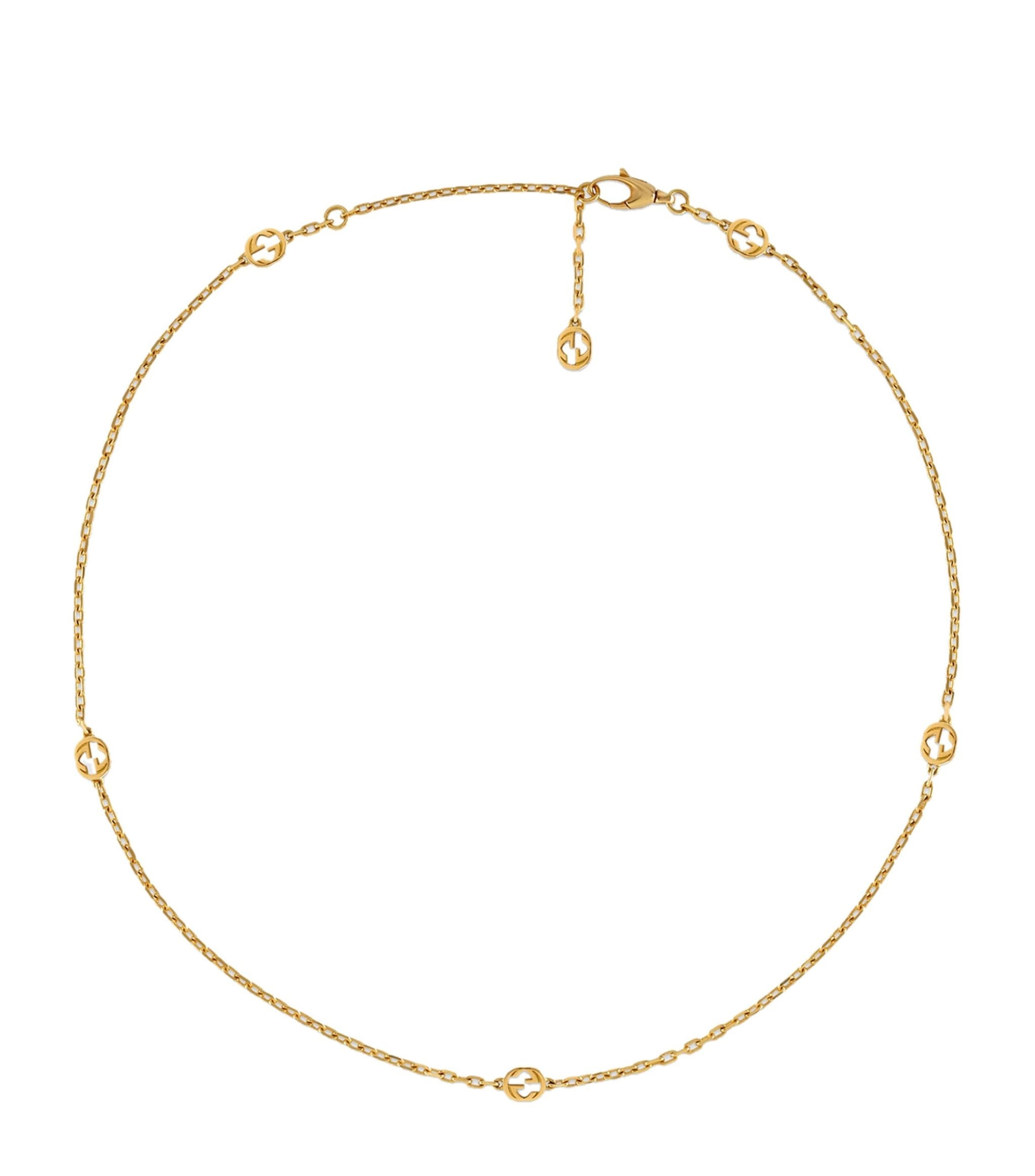 Yellow Gold Interlocking G Necklace GOODS Harrods   