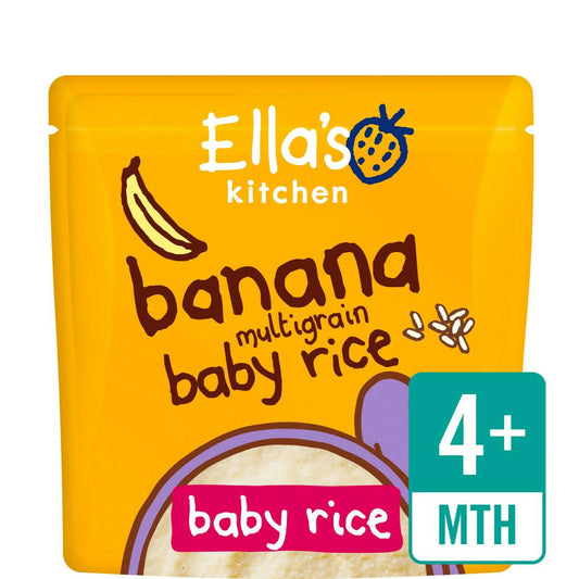 Ella's Kitchen Banana Multigrain Baby Rice Pouch, 4 mths+ 125g Baby Organic Foods McGrocer Direct   