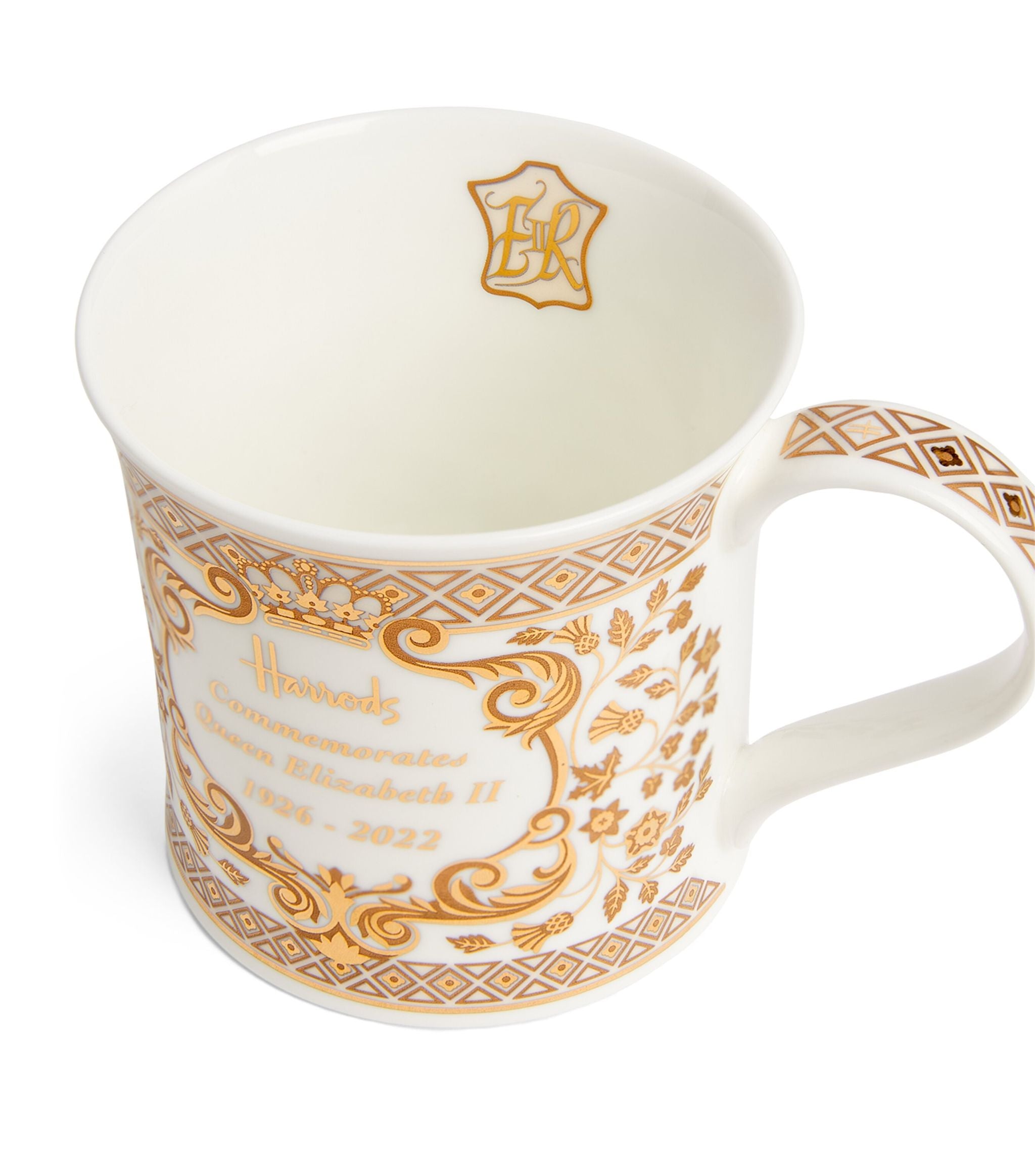 Queen Elizabeth II Commemorative Roundel Coffee Mug GOODS Harrods   