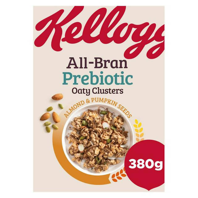 Kellogg's All-Bran Prebiotic Oaty Clusters Almond & Pumpkin Seeds Cereals 380g