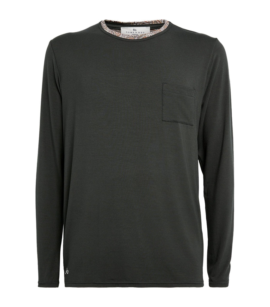 Paisley-Trim Long-Sleeved T-shirt