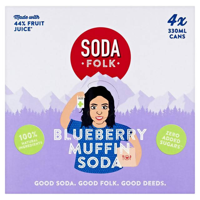 Soda Folk Blueberry Muffin Soda 4x330ml Adult soft drinks Sainsburys   