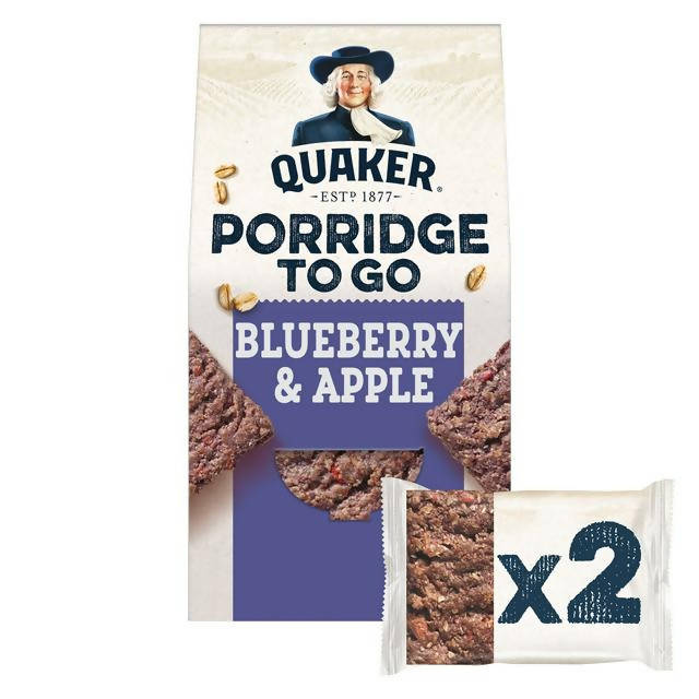 Quaker Porridge To Go Blueberry & Apple Breakfast Bars 2x55g