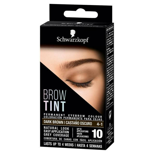 Schwarzkopf Brow Tint Permanent Eyebrow Colour Dark Brown 4-1 GOODS Sainsburys   