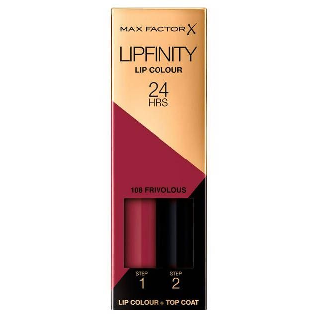 Max Factor Lipfinity Lip Colour Lipstick, 2-step Long Lasting, 108 Frivolous, 2.3ml+1.9g All Sainsburys   