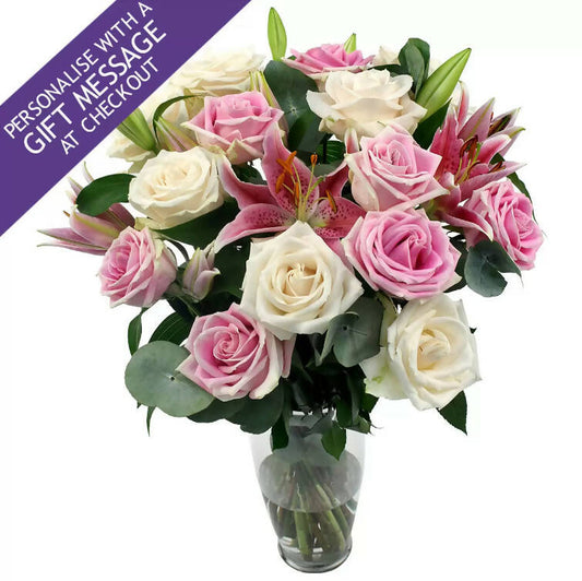 22 Stem Colombian Rose & Oriental Dutch Lily Flower Bouquet Flower Bouquet Costco UK   