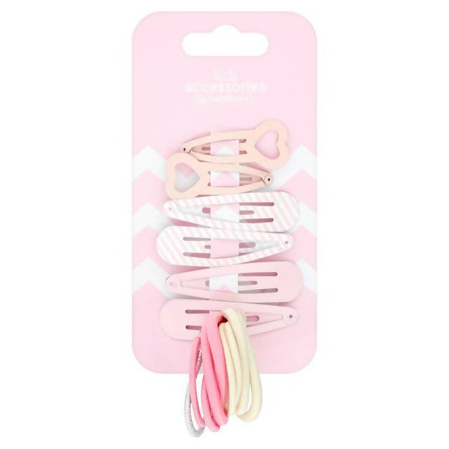 Sainsbury's Kids Accessories Assorted 10 Hair Bands + 6 Snap Clips Hair accessories Sainsburys   