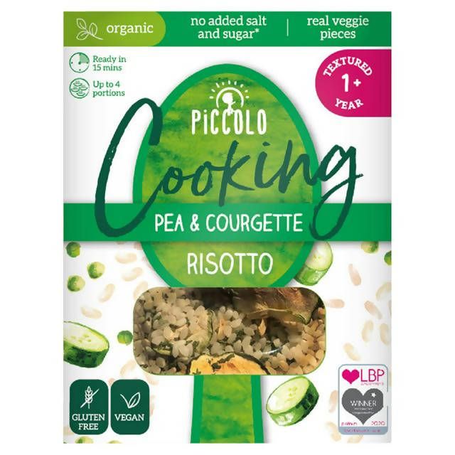 Piccolo Cooking Organic Pea & Courgette Risotto Textured 1+ Year 150g baby meals Sainsburys   