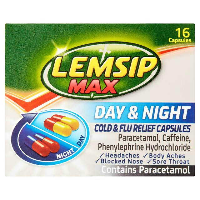 Lemsip Max Cold & Flu Capsules, Day & Night x16