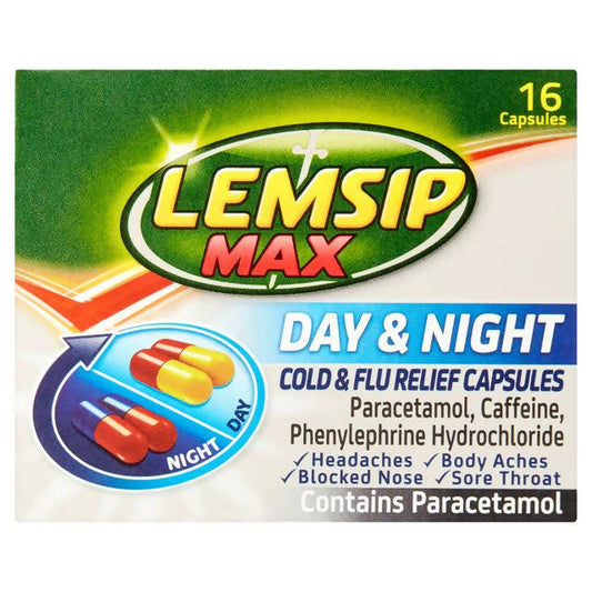 Lemsip Max Cold & Flu Capsules, Day & Night x16 cough cold & flu Sainsburys   