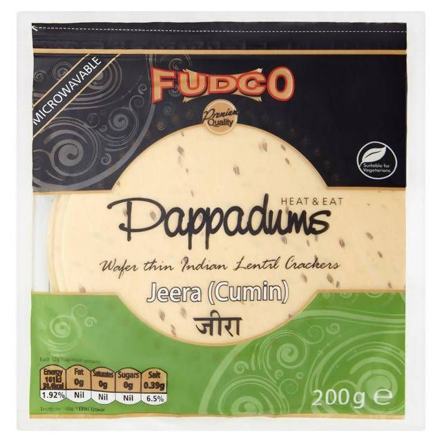 Fudco Pappadums Jeera Cumin 200g