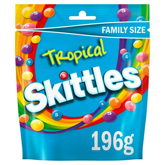 Skittles Tropical Sweets Family Size Pouch Bag 196g