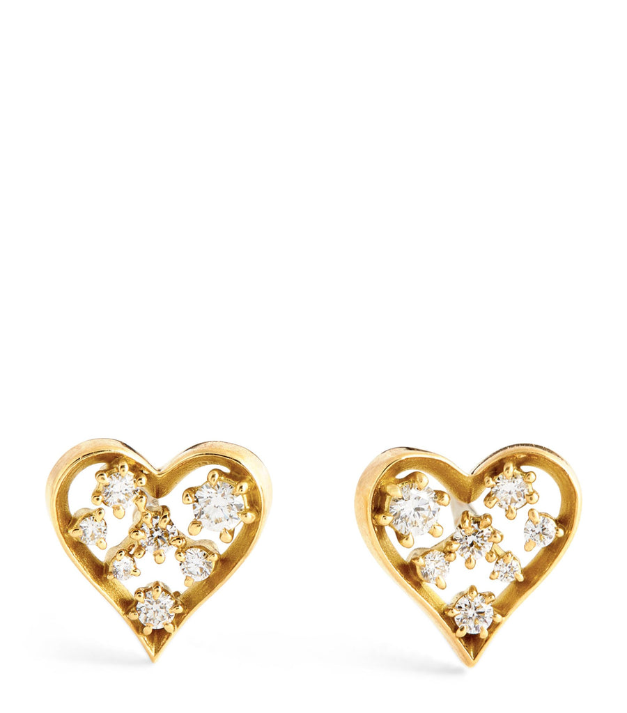 Yellow Gold and Diamond Margot Heart Stud Earrings