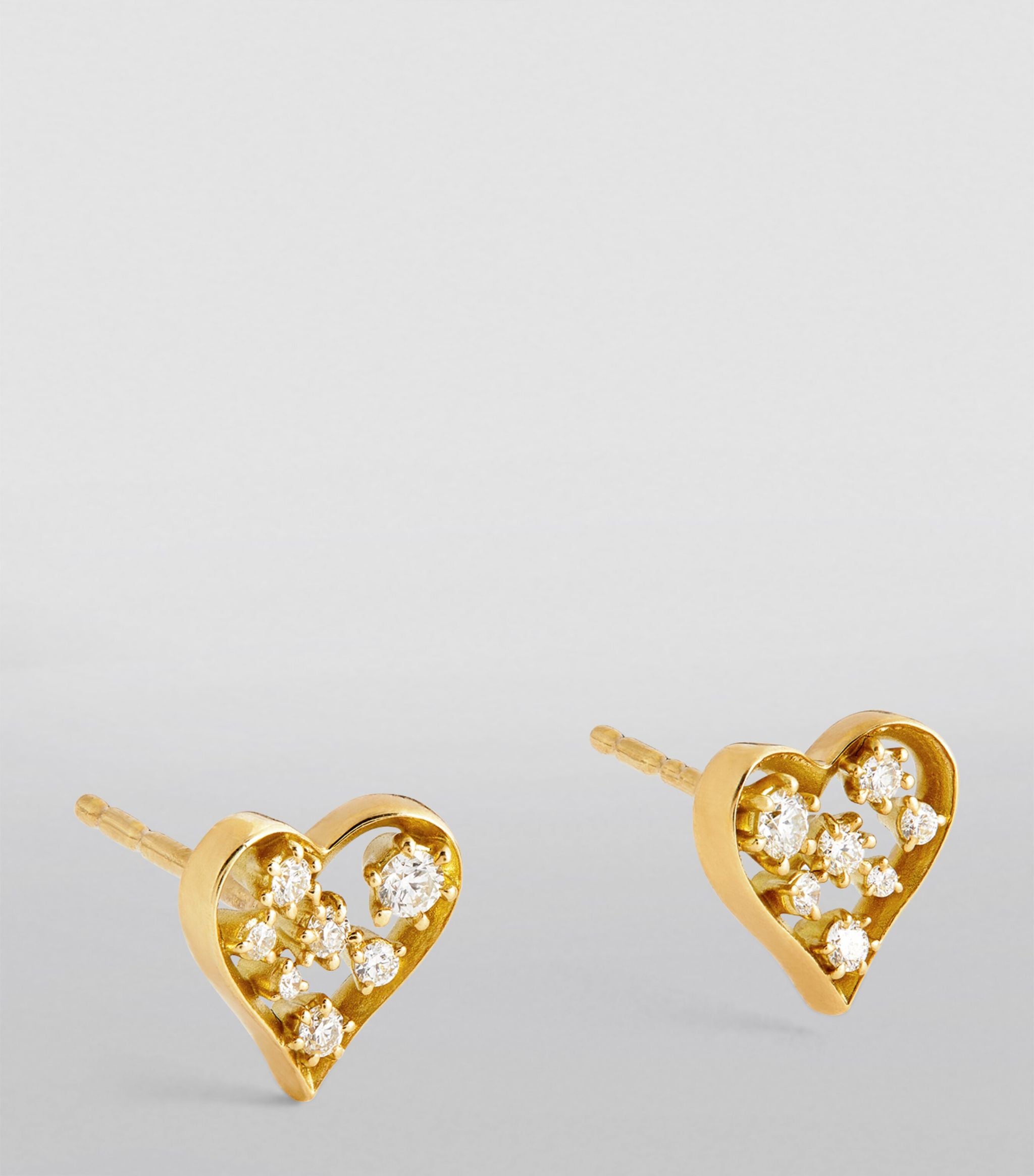 Yellow Gold and Diamond Margot Heart Stud Earrings GOODS Harrods   